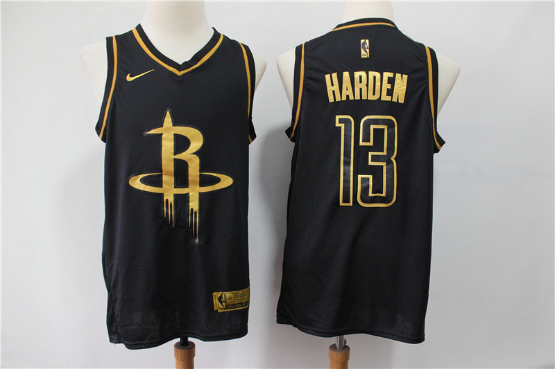 Men Houston Rockets 13 Harden Black golden limited NBA Nike Jerseys